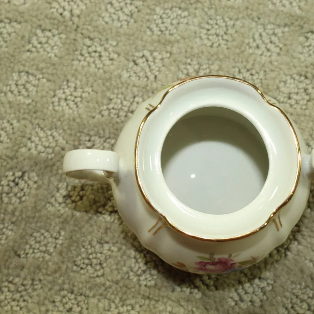 Set of 5 Antique GKC German US Zone Two Gold Trimmed Floral Cups/Saucers & Sugar